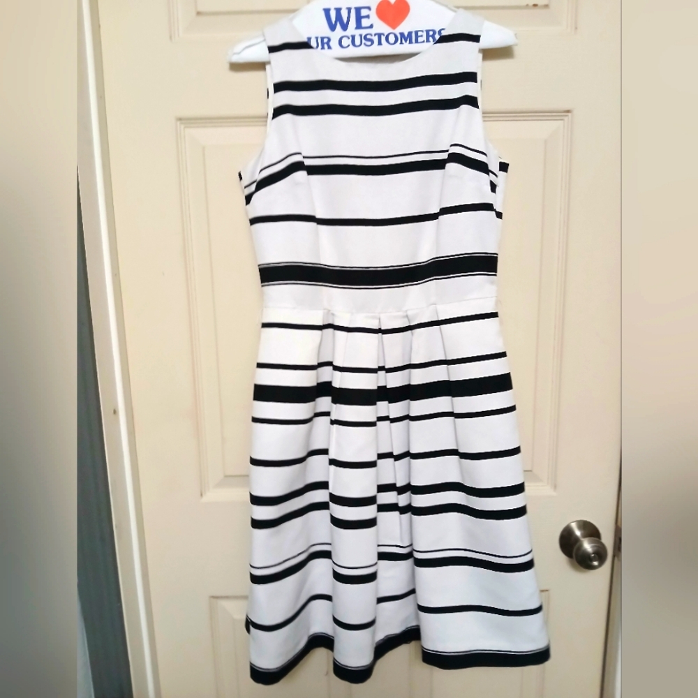 White House Black Market Stylish Black and White Striped Dress
